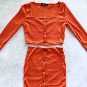{Yoins} Orange Matching Skirt Set